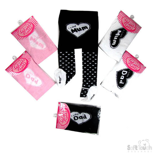 Girls Fun Bum Tights - "I Love Mum/Dad"