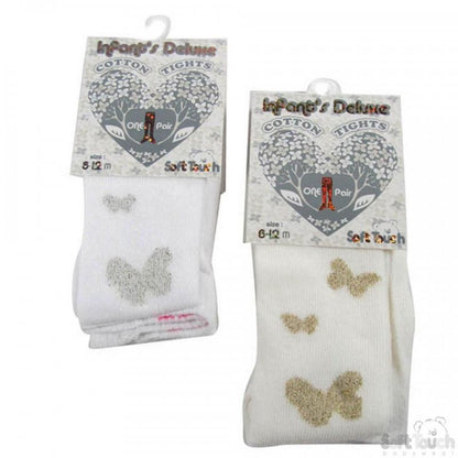 Infant Metallic Butterflies Gift Tights 0-24 months - Kidswholesale.co.uk