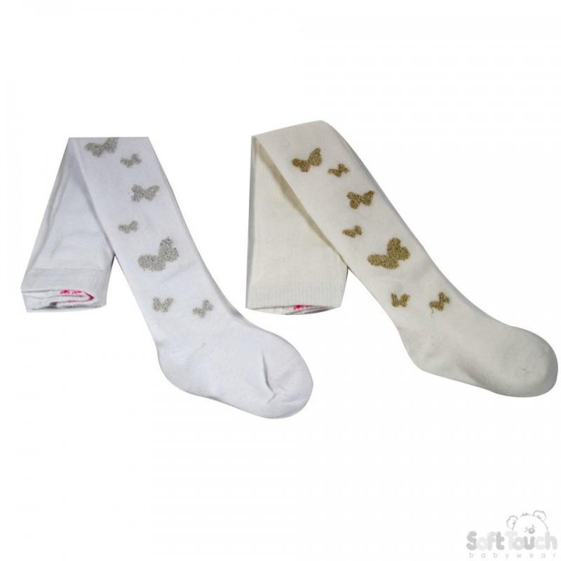 Infant Metallic Butterflies Gift Tights 0-24 months - Kidswholesale.co.uk