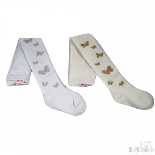 Infant Metallic Butterflies Gift Tights 0-24 months - Kidswholesale.co.uk