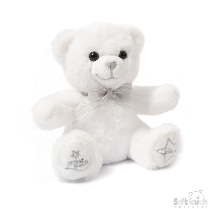 WHITE TEDDY BEAR W/LITTLE STAR EMB - 20 CM- TB220-W