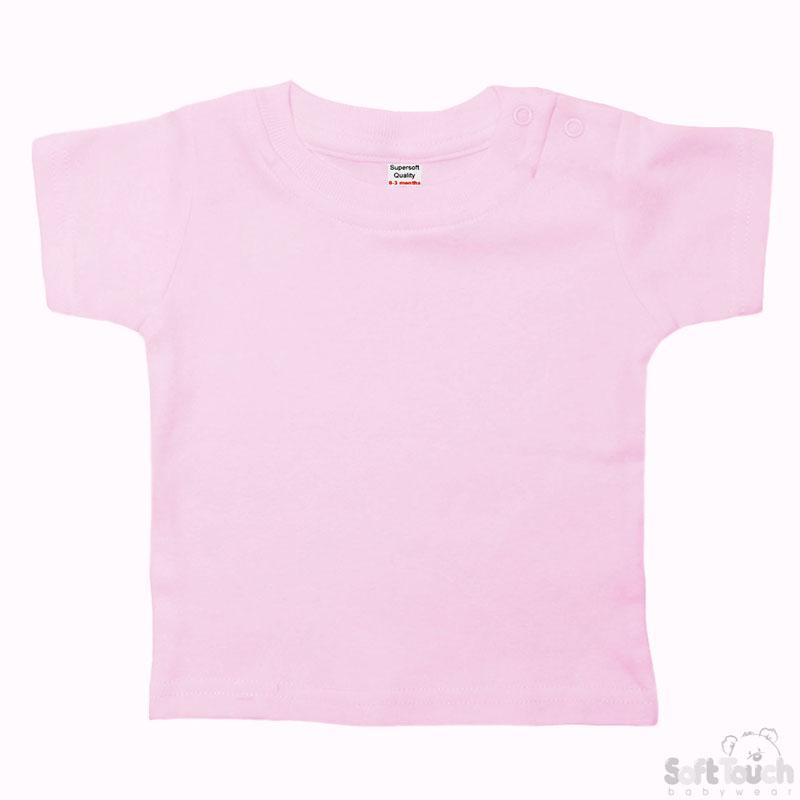 PLAIN PINK TEE SHIRT (6-9 MONTHS) TS4652-P - Kidswholesale.co.uk