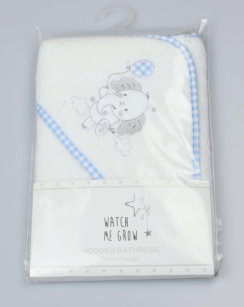 BABY HOODED TOWEL/ROBE - Grey-Blue Elephant (WF1662)