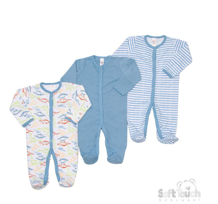 3 Assorted Sleepsuits : CC03-SS-0-3m (Dinosaur)