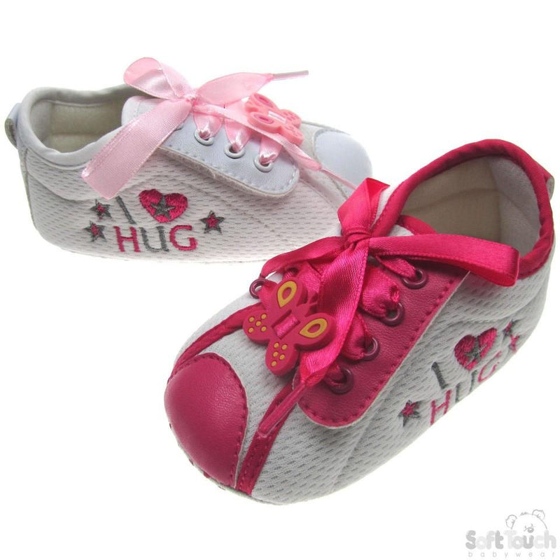 Girls Cotton Shoes W/Emb & Ribbon Laces: B1227 - Kidswholesale.co.uk