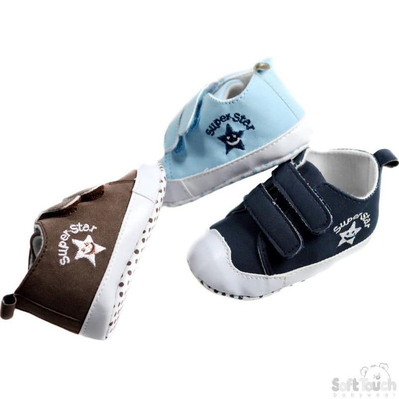 Boys Suede Shoes W/Super Star Emb 0-12 Month (B1301) - Kidswholesale.co.uk