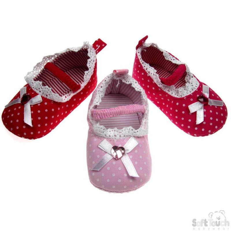 GIRLS COTTON POLKA DOT SHOES: B1345 - Kidswholesale.co.uk