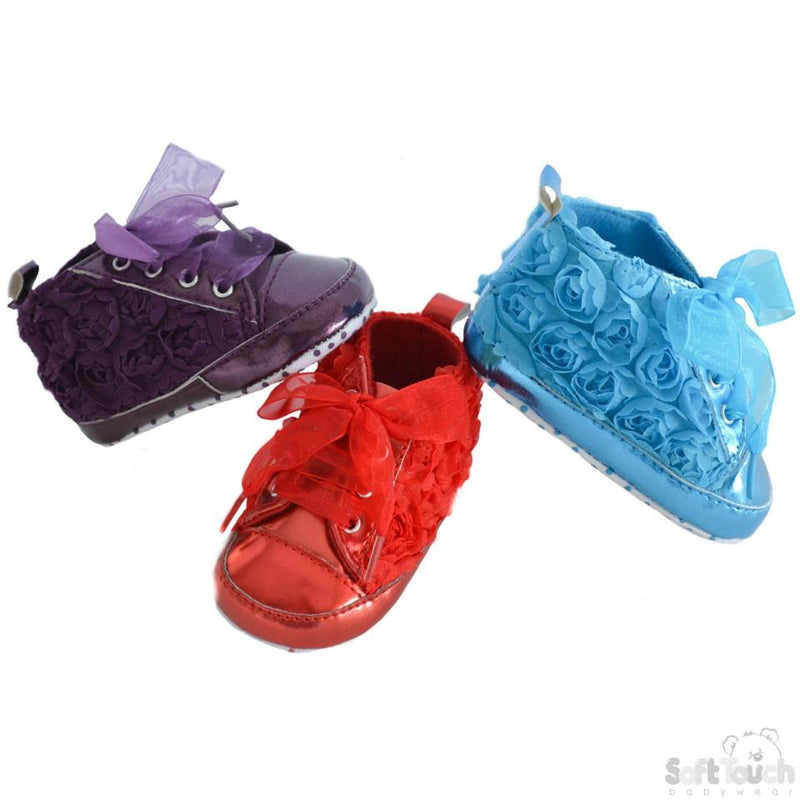 Girls Shiny PU Rose Trainers: B1348 - Kidswholesale.co.uk