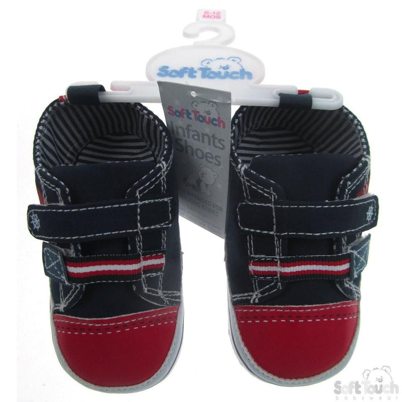 NAUTICAL PRINT SHOES W/DOUBLE VELCRO FASTENER: B2144 - Kidswholesale.co.uk