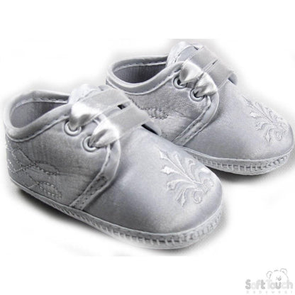 Boys Satin Christening Shoes (B92-W) - Kidswholesale.co.uk