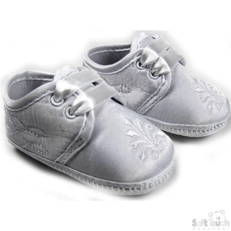 Boys Satin Christening Shoes (B92-W) - Kidswholesale.co.uk