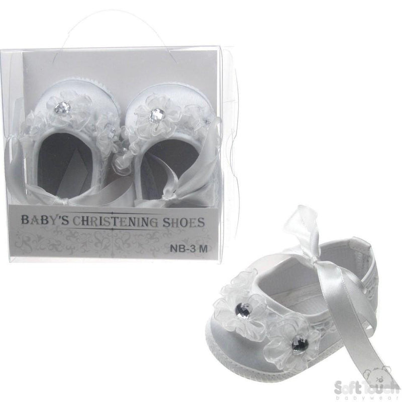 GIRLS SATIN CHRISTENING SHOES: B96-CR - Kidswholesale.co.uk