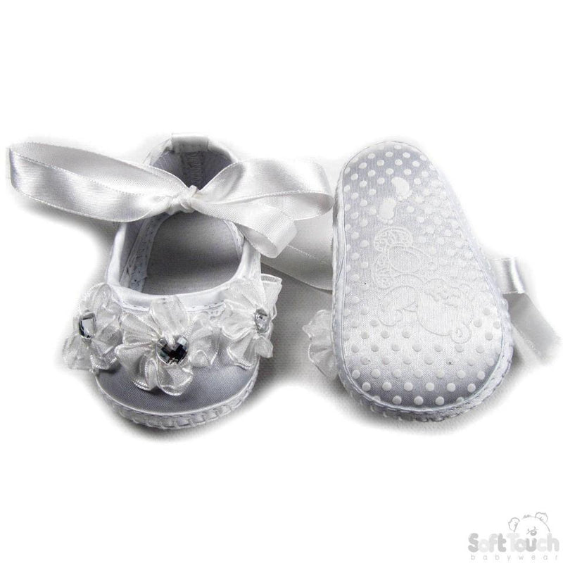 GIRLS SATIN CHRISTENING SHOES: B96-CR - Kidswholesale.co.uk