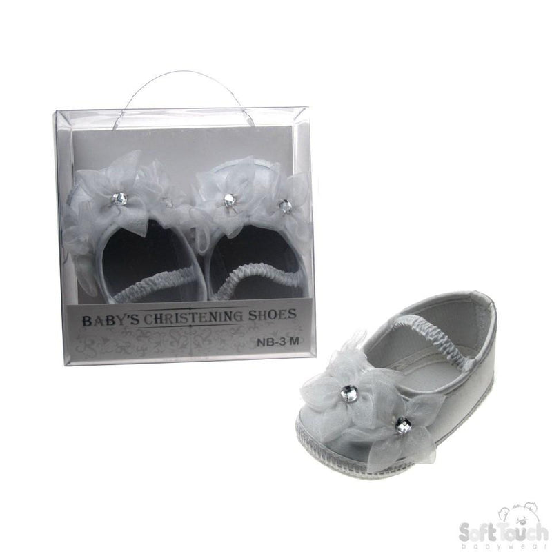 GIRLS SATIN CHRISTENING SHOES: B98-W - Kidswholesale.co.uk