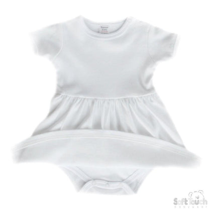 Infants Plain White Romper Onesie Dress: BD4630-W - Kidswholesale.co.uk