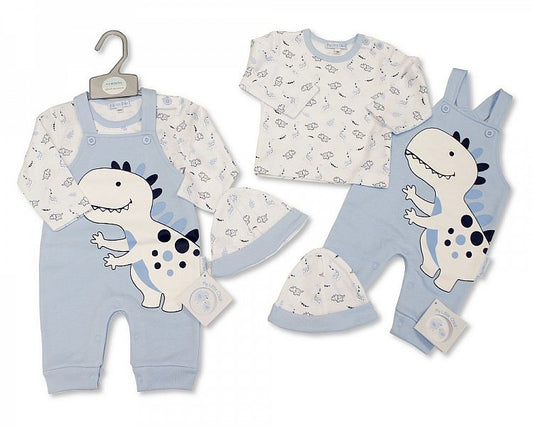 Baby Boys 2 pcs Dungaree Set with Hat - Dino-Bis-2020-2436