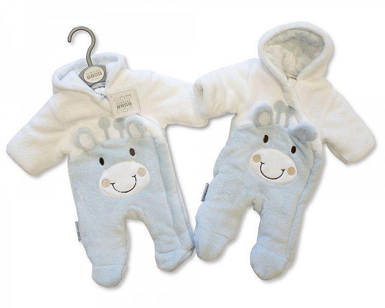 Baby Padded Snowsuit - Giraffe - Sky - NB/6M - (BIS-2028-2109S) - Kidswholesale.co.uk