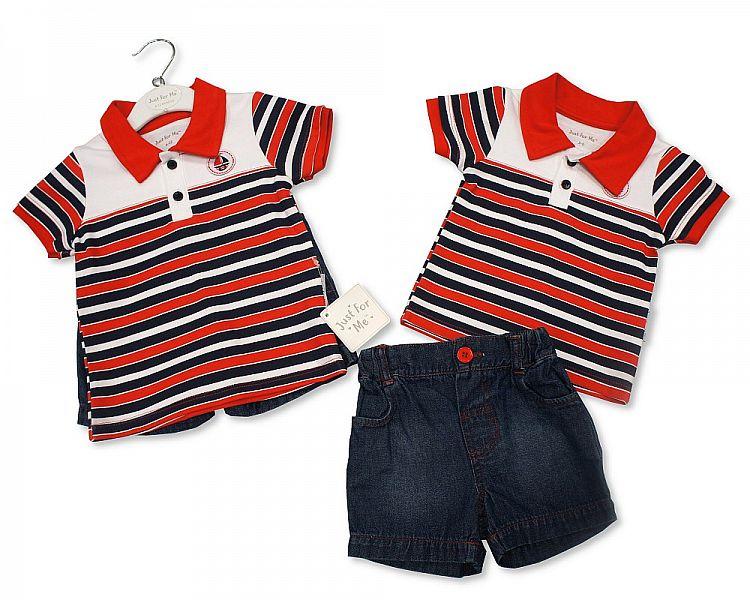 Baby Boys 2pc Denim Shorts Set - Sailing - 3/24M (BIS-2098-2006) - Kidswholesale.co.uk