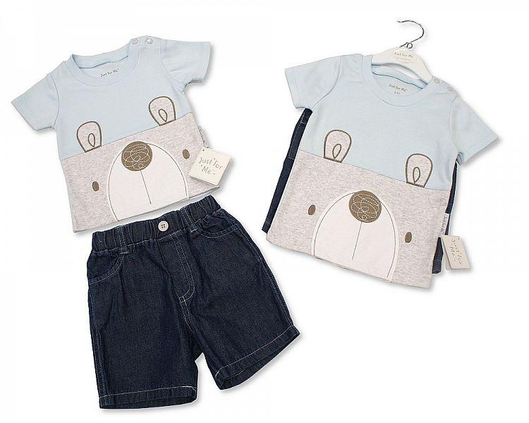 Baby Boys 2 pcs Denim Shorts Set - Teddy - 3/24M (BIS-2098-2009) - Kidswholesale.co.uk