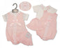 Baby Girls 2 Pieces Romper Set with Lace, Bow and Hat - Strawberry-2100-2365