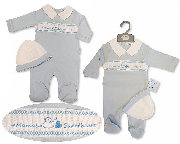 Baby Boys All in One with Hat - Mama's Sweetheart (NB-6 Months) (PK6) Bis-2120-6074