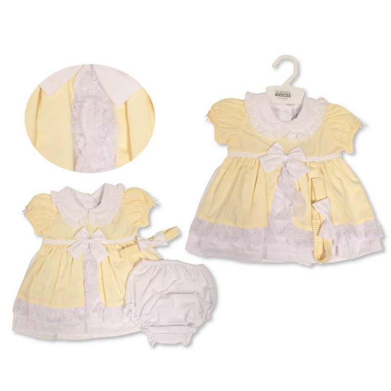 Baby Dress with Bow and Lace (0-6 Months) (PK6) BIS-2120-6102