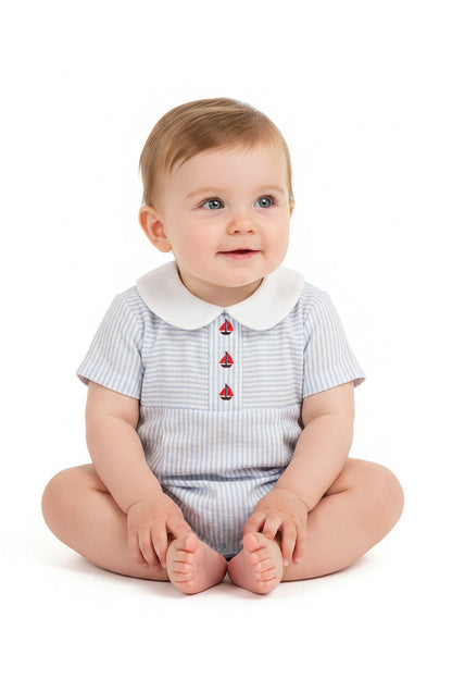Baby Boys Striped Short Romper with Back Opening (NB-6m) (PK6) Bis-2120-6112