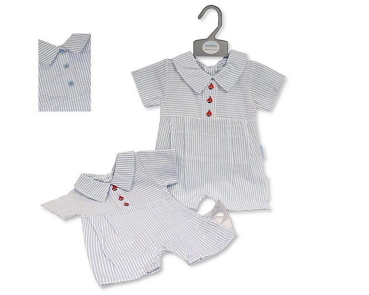 Baby Boys Striped Short Romper with Back Opening (NB-6m) (PK6) Bis-2120-6112