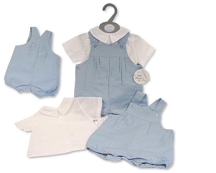 Baby Boys Dungaree Set - Sky (0-12 Months) (PK6) Bis-2120-6143