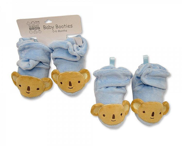 Baby Velour Booties - Sky-339 - Kidswholesale.co.uk