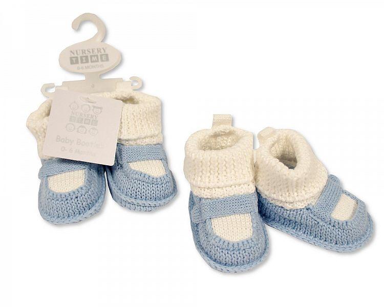 Knitted Baby Boys Booties with Strap-372 - Kidswholesale.co.uk