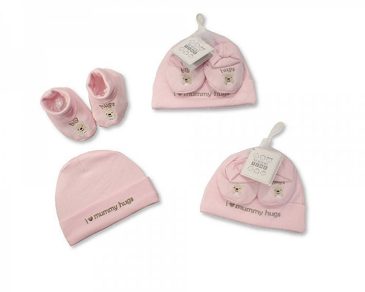 Baby Hat and Booties Set - Hugs - Girls