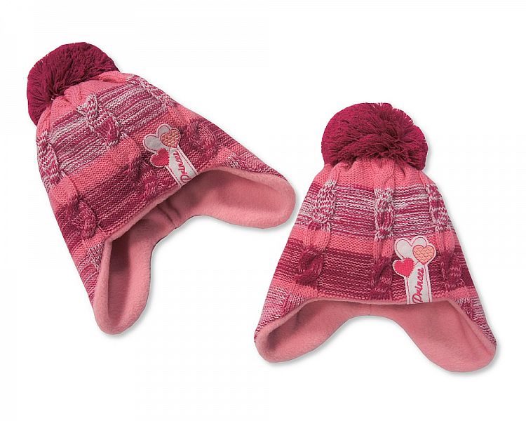 Baby Girls Pom-Pom Hat with Fleece Lining (0-12 Months) Bw 0503-0301