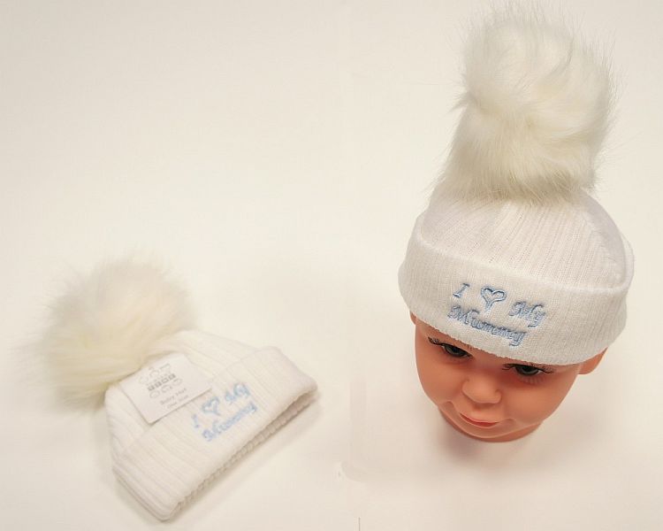 Baby Boys Knitted Pompom Hat - I Love Mummy (0-6 Months) Bw-0503-0470