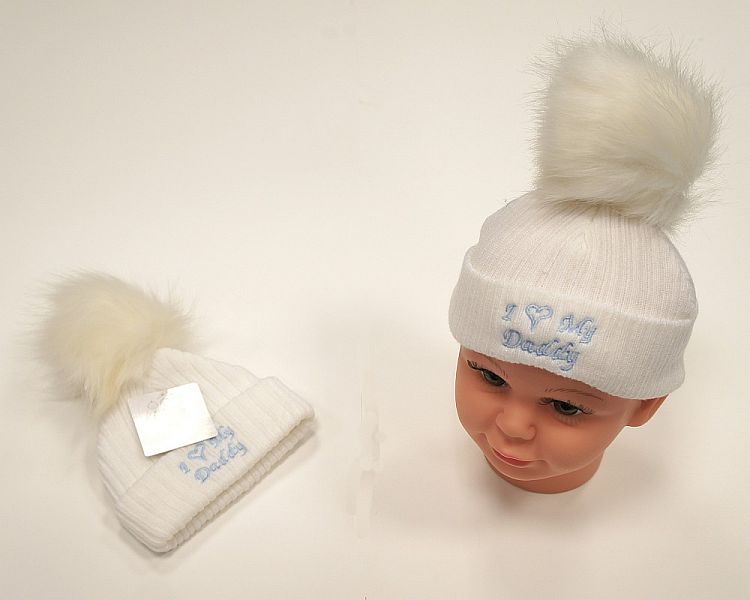 Baby Boys Knitted Pompom Hat - I Love Daddy (0-6 Months) Bw-0503-0471