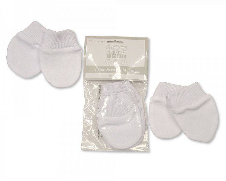 Baby Mittens - White - Packs of 2-Bw 0503-0505