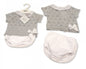 Knitted Baby 2 Pieces Set with Bow and Lace Collar (NB-9 Months) Bw-10-025