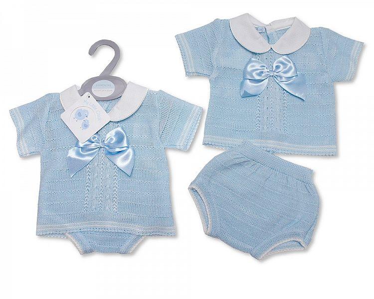 Baby Boys Knitted 2 pcs Set with Bow (NB-9 Months) Bw-10-097 - Kidswholesale.co.uk