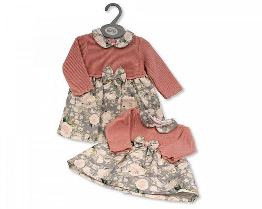 Baby Girls Knitted/ Woven Dress with Bow (NB-9 Months) (PK6) Bw-10-1178
