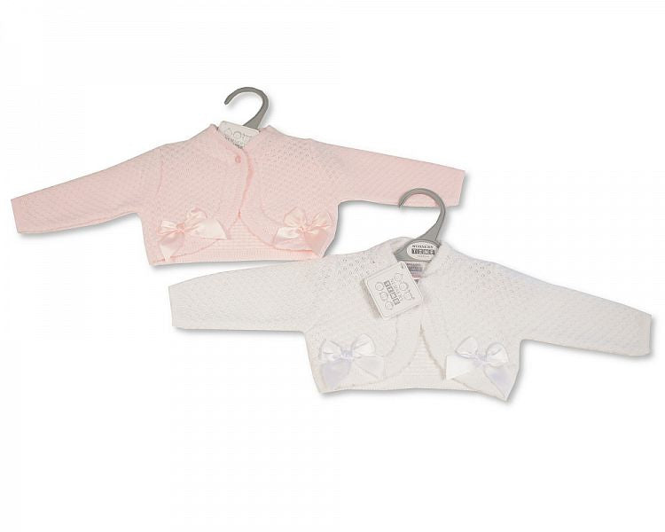 Knitted Baby Girls Bolero Cardigan with Bows - (9-24m) (PK6) BW-10-119