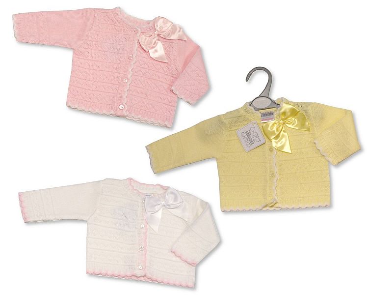 Knitted Baby Girls Cardigan with Bow (0-9 Months) (PK6) Bw-10-580