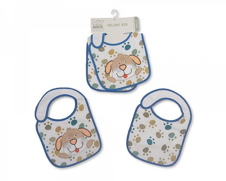 Baby Velcro Bibs - Dog - 2 Pack (Bw 104-708) - Kidswholesale.co.uk