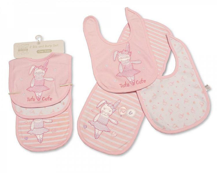 2 Bibs and Burp Cloth Set - Tutu Cute (Bw 104-761) - Kidswholesale.co.uk