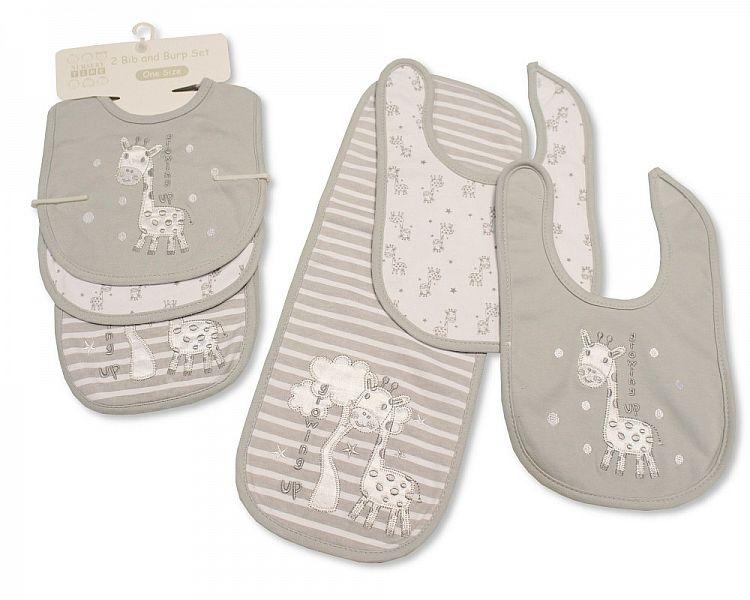 2 Bibs and Burp Cloth Set - Growing Up (Bw 104-763) - Kidswholesale.co.uk