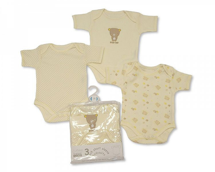 3 Pack Short Sleeves Env Neck Cotton Bodysuit