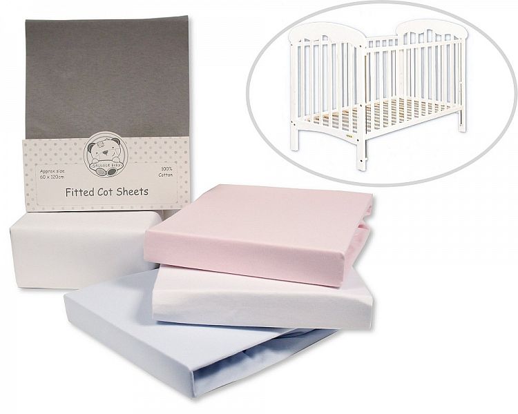 2 Pack Cotton Cot Sheets - Fitted - (60x120CM) BW-111-233