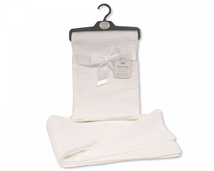 Baby Cotton Waffle Wrap - Plain White - Bw-112-1059