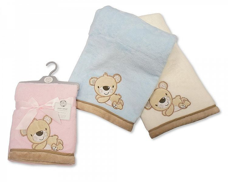 Baby Fleece Wrap with Embroidery - Teddy