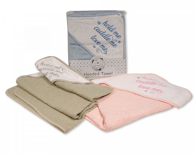 Baby Hooded Towel - Hold Me, Cuddle Me, Love Me (PK1) (75x75cm) BW-120-010