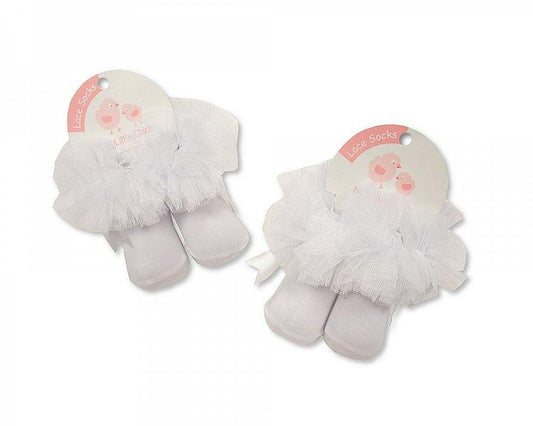Baby Tutu Socks - White (BW-61-2182) - Kidswholesale.co.uk